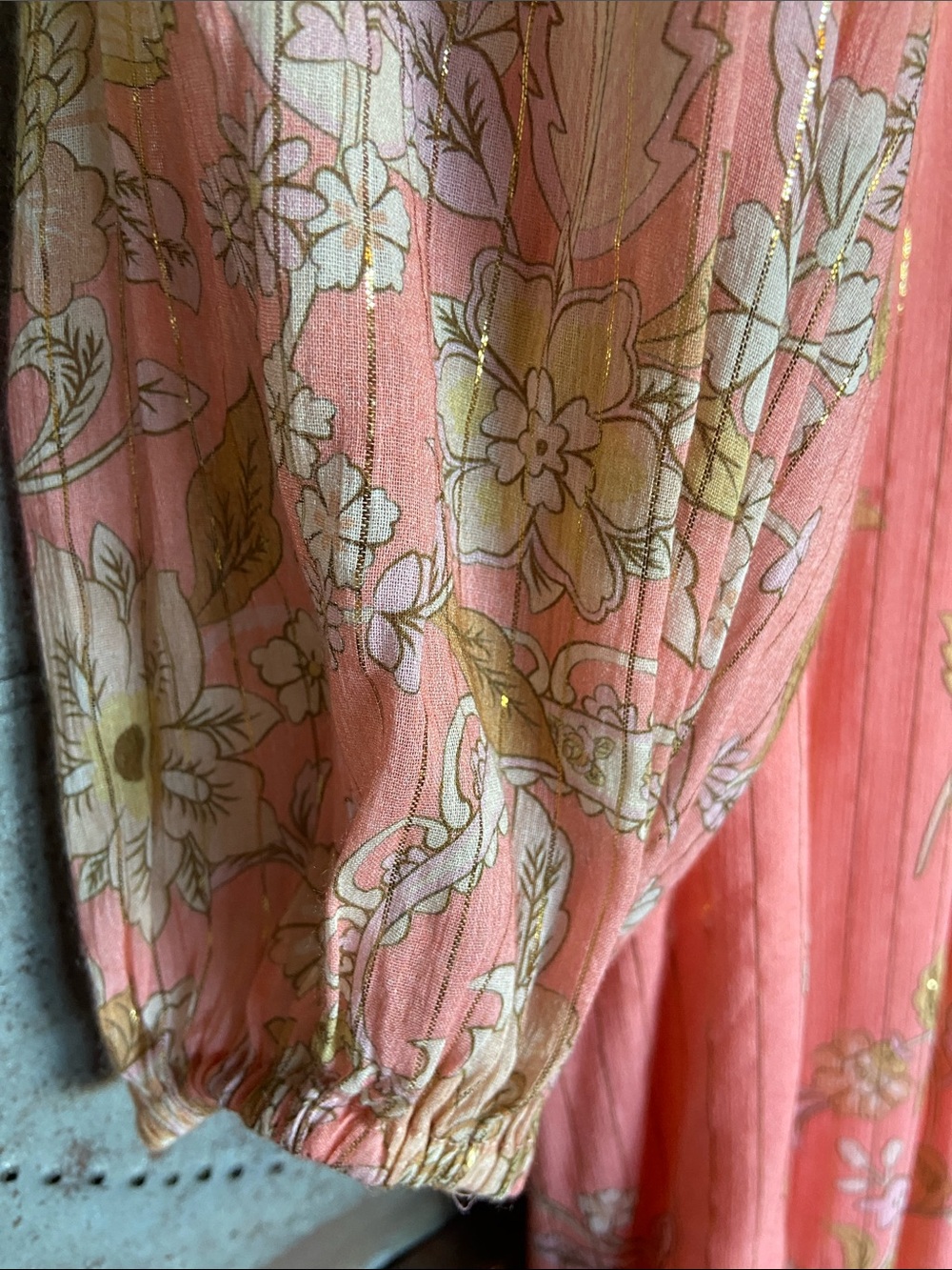 NWOT Spell & the Gypsy Hendrix Pink Gold Metallic Boho Flowy Dress Size M - Picture 4 of 9